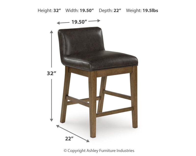 Cabalynn Counter Height Dining Table and 6 Barstools with Storage in Light Brown from Ashley - Lara Furniture