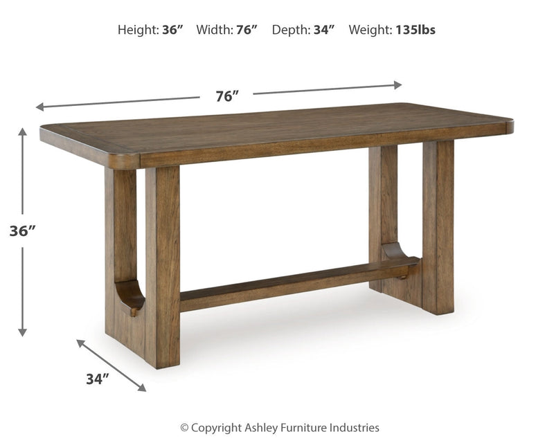 Cabalynn Counter Height Dining Table and 6 Barstools with Storage in Light Brown from Ashley - Lara Furniture