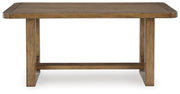 Cabalynn Counter Height Dining Table and 6 Barstools with Storage in Light Brown from Ashley - Lara Furniture