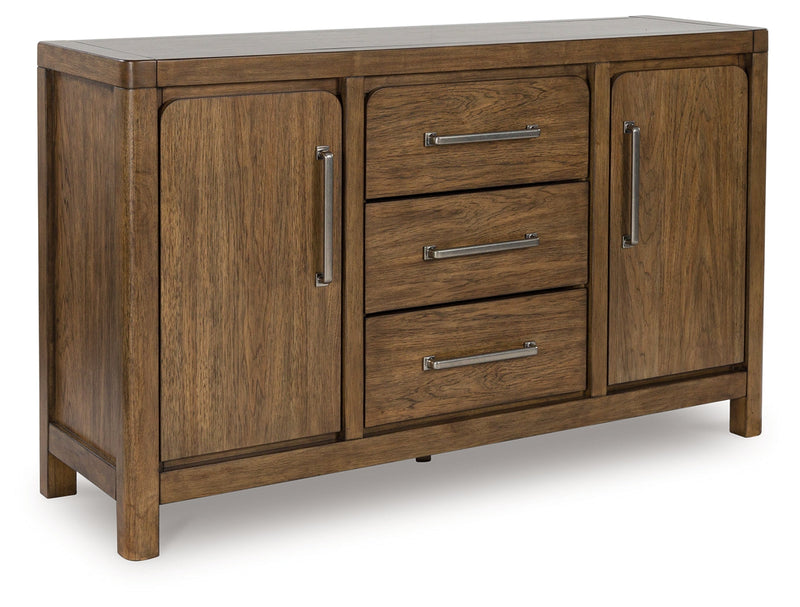Cabalynn Counter Height Dining Table and 6 Barstools with Storage in Light Brown from Ashley - Lara Furniture