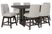Burkhaus Dark Brown Counter Height Dining Table and 6 Barstools -  Ashley - Lara Furniture