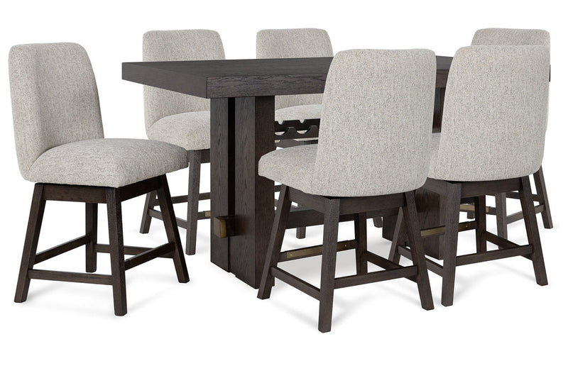 Burkhaus Dark Brown Counter Height Dining Table and 6 Barstools -  Ashley - Lara Furniture