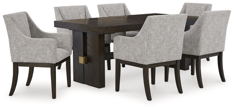 Burkhaus Dining Table and 6 Arm Chairs from Ashley - Lara Furniture
