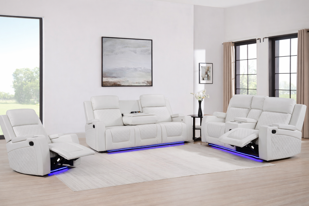 Detroit White Reclining Living Room Set