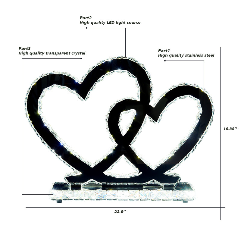 Double Heart Silver Led