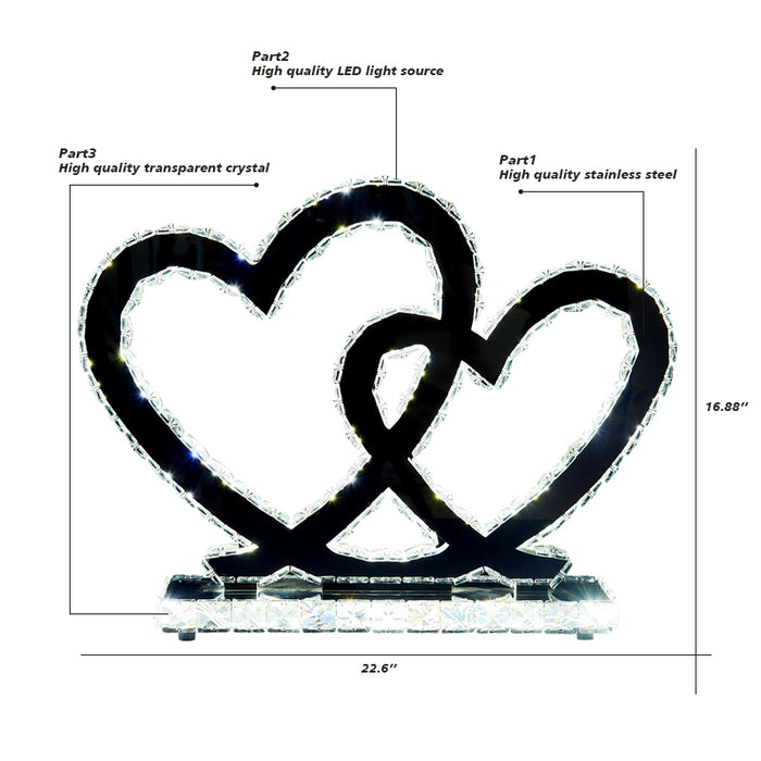 Double Heart Silver Led