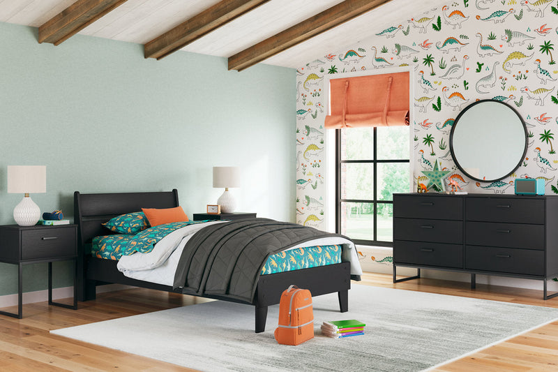 Socalle Black Twin Panel Platform Bed from Ashley - Lara Furniture
