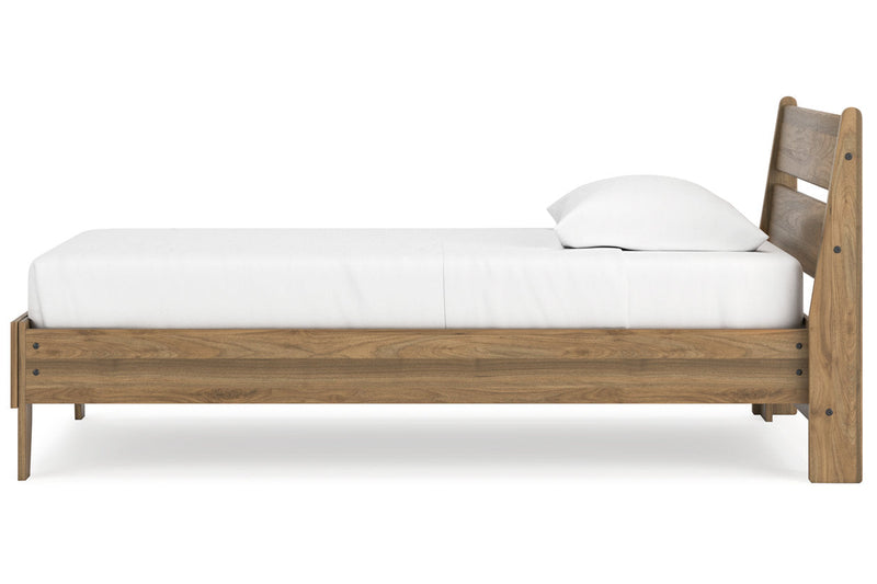 Deanlow Honey Twin Platform Panel Bed from Ashley - Lara Furniture