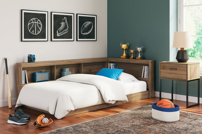 Deanlow Honey Twin Bookcase Storage Bed from Ashley - Lara Furniture