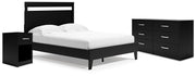 Finch Black Queen Panel Platform Bed with Dresser and Nightstand from Ashley - Lara Furniture