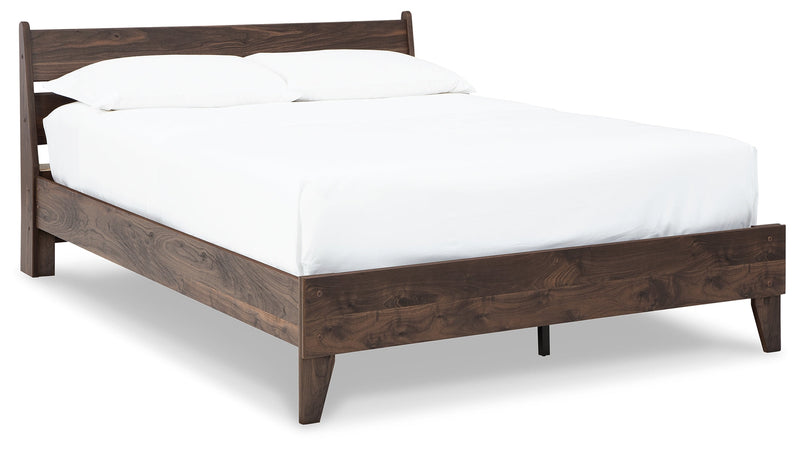 Calverson Mocha Queen Panel Platform Bed with Dresser and Nightstand from Ashley - Lara Furniture
