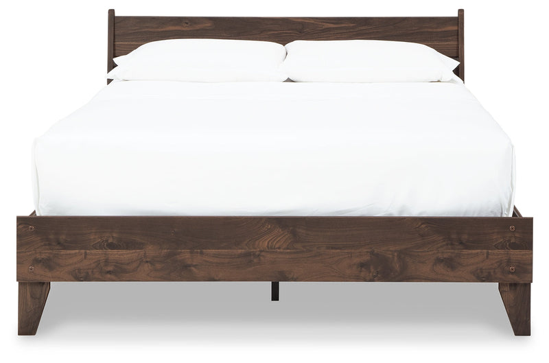 Calverson Mocha Queen Panel Platform Bed with Dresser and Nightstand from Ashley - Lara Furniture