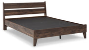 Calverson Mocha Queen Panel Platform Bed with Dresser and Nightstand from Ashley - Lara Furniture