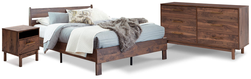 Calverson Mocha Queen Panel Platform Bed with Dresser and Nightstand from Ashley - Lara Furniture