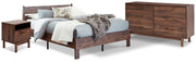 Calverson Mocha Queen Panel Platform Bed with Dresser and Nightstand from Ashley - Lara Furniture