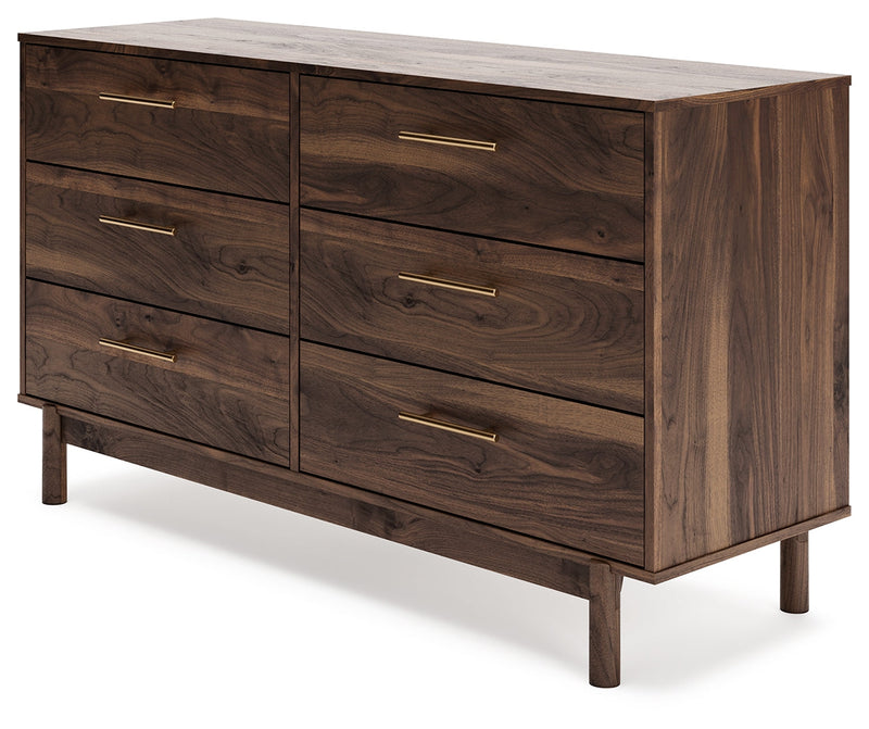 Calverson Mocha Queen Panel Platform Bed with Dresser and Nightstand from Ashley - Lara Furniture