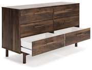 Calverson Mocha Queen Panel Platform Bed with Dresser and Nightstand from Ashley - Lara Furniture
