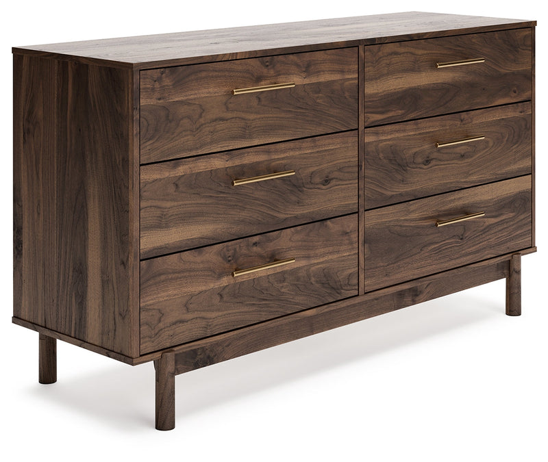 Calverson Mocha Queen Panel Platform Bed with Dresser and Nightstand from Ashley - Lara Furniture