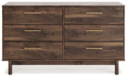 Calverson Mocha Queen Panel Platform Bed with Dresser and Nightstand from Ashley - Lara Furniture