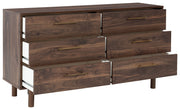 Calverson Mocha Queen Panel Platform Bed with Dresser and Nightstand from Ashley - Lara Furniture