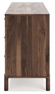 Calverson Mocha Queen Panel Platform Bed with Dresser and Nightstand from Ashley - Lara Furniture