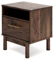 Calverson Mocha Queen Panel Platform Bed with Dresser and Nightstand from Ashley - Lara Furniture