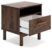 Calverson Mocha Queen Panel Platform Bed with Dresser and Nightstand from Ashley - Lara Furniture