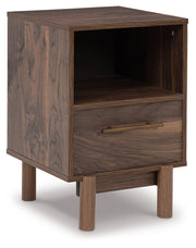 Calverson Mocha Queen Panel Platform Bed with Dresser and Nightstand from Ashley - Lara Furniture