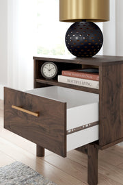 Calverson Mocha Queen Panel Platform Bed with Dresser and Nightstand from Ashley - Lara Furniture