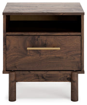 Calverson Mocha Queen Panel Platform Bed with Dresser and Nightstand from Ashley - Lara Furniture