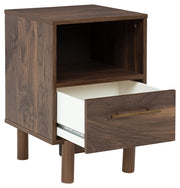 Calverson Mocha Queen Panel Platform Bed with Dresser and Nightstand from Ashley - Lara Furniture