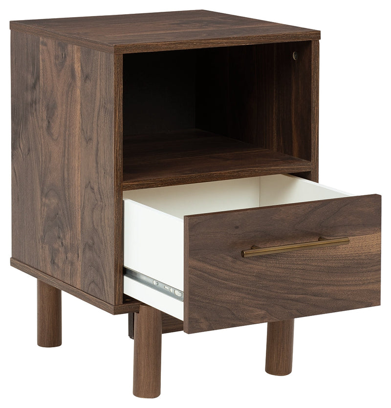 Calverson Mocha Queen Panel Platform Bed with Dresser and Nightstand from Ashley - Lara Furniture