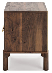 Calverson Mocha Queen Panel Platform Bed with Dresser and Nightstand from Ashley - Lara Furniture