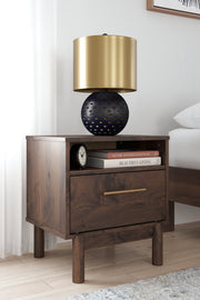 Calverson Mocha Queen Panel Platform Bed with Dresser and Nightstand from Ashley - Lara Furniture