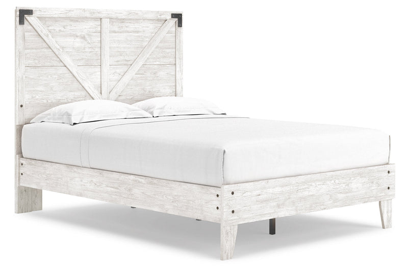 Shawburn White/Dark Charcoal Gray Full Crossbuck Panel Platform Bed from Ashley - Lara Furniture
