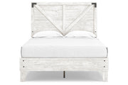 Shawburn White/Dark Charcoal Gray Full Crossbuck Panel Platform Bed from Ashley - Lara Furniture
