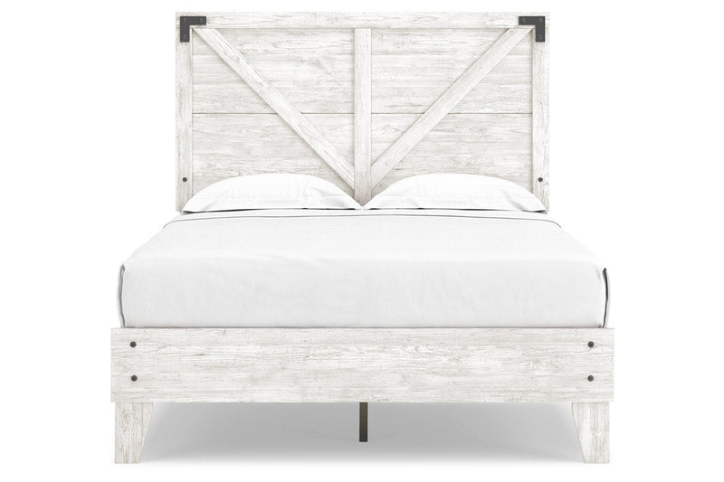 Shawburn White/Dark Charcoal Gray Full Crossbuck Panel Platform Bed from Ashley - Lara Furniture