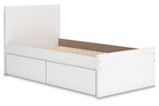 Onita White Twin Panel Platform Bed with 1 Side Storage from Ashley - Lara Furniture