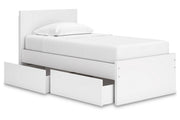 Onita White Twin Panel Platform Bed with 1 Side Storage from Ashley - Lara Furniture