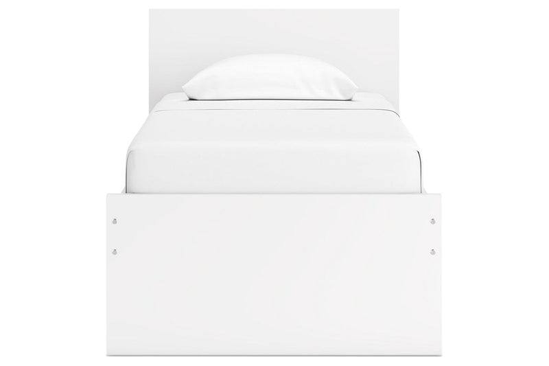 Onita White Twin Panel Platform Bed with 1 Side Storage from Ashley - Lara Furniture