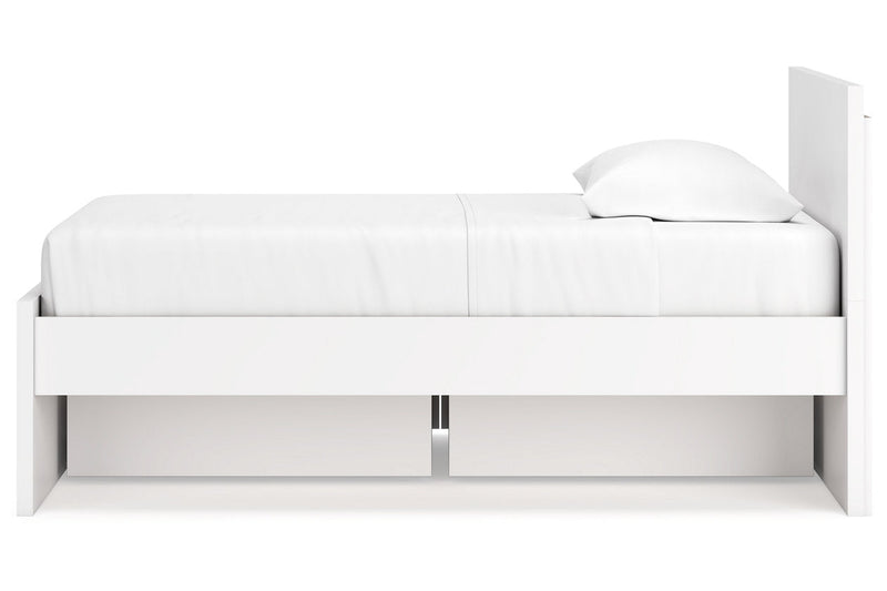 Onita White Twin Panel Platform Bed with 1 Side Storage from Ashley - Lara Furniture