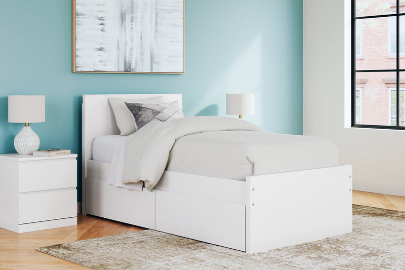 Onita White Twin Panel Platform Bed with 1 Side Storage from Ashley - Lara Furniture
