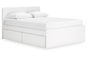 Onita White Queen Platform Bed with 1 Side Storage - Lara FurnitureQueen Bed