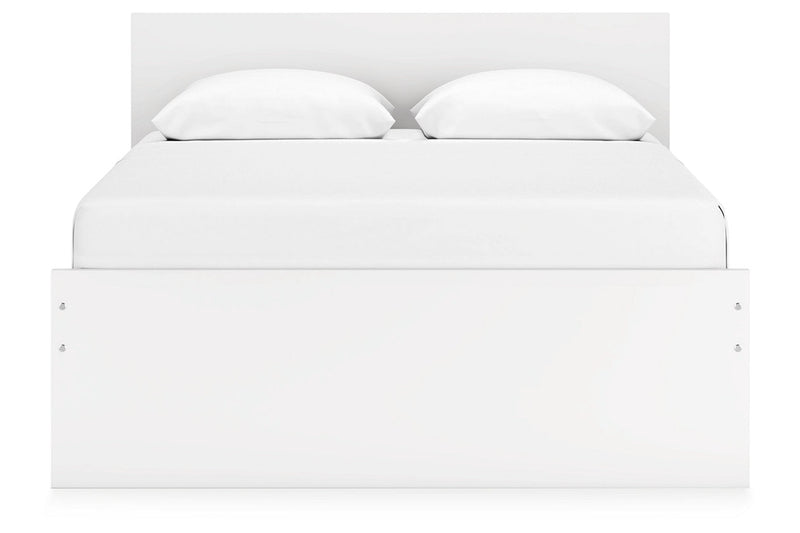 Onita White Queen Platform Bed with 1 Side Storage - Lara FurnitureQueen Bed