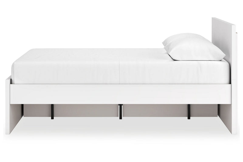 Onita White Queen Platform Bed with 1 Side Storage - Lara FurnitureQueen Bed
