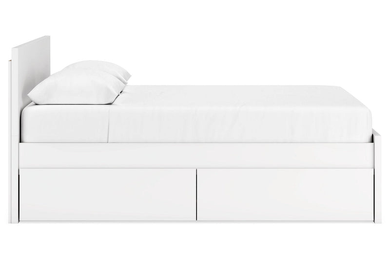 Onita White Queen Platform Bed with 1 Side Storage - Lara FurnitureQueen Bed