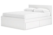 Onita White Queen Platform Bed with 2 Side Storage - Lara FurnitureQueen Bed