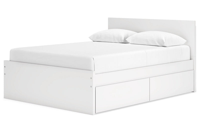 Onita White Queen Platform Bed with 2 Side Storage - Lara FurnitureQueen Bed