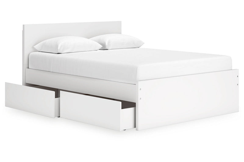 Onita White Queen Platform Bed with 2 Side Storage - Lara FurnitureQueen Bed