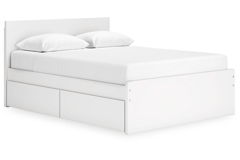 Onita White Queen Platform Bed with 2 Side Storage - Lara FurnitureQueen Bed